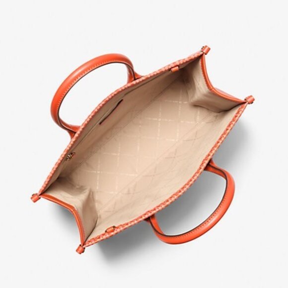 New Michael Kors Mirella Medium Ombré Logo Tote Bag Red Clay - Picture 2 of 3